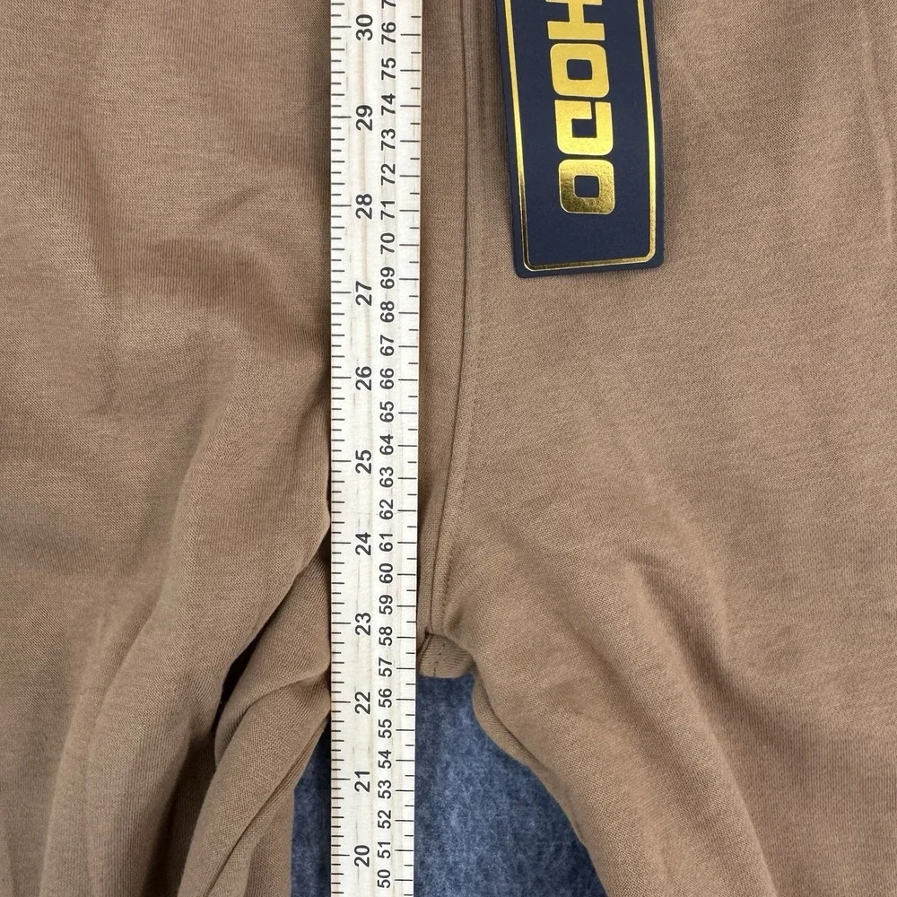 HODO Sweatpants Mens L Tall Brown Fleece Joggers Elastic Waist Casual Athleisure